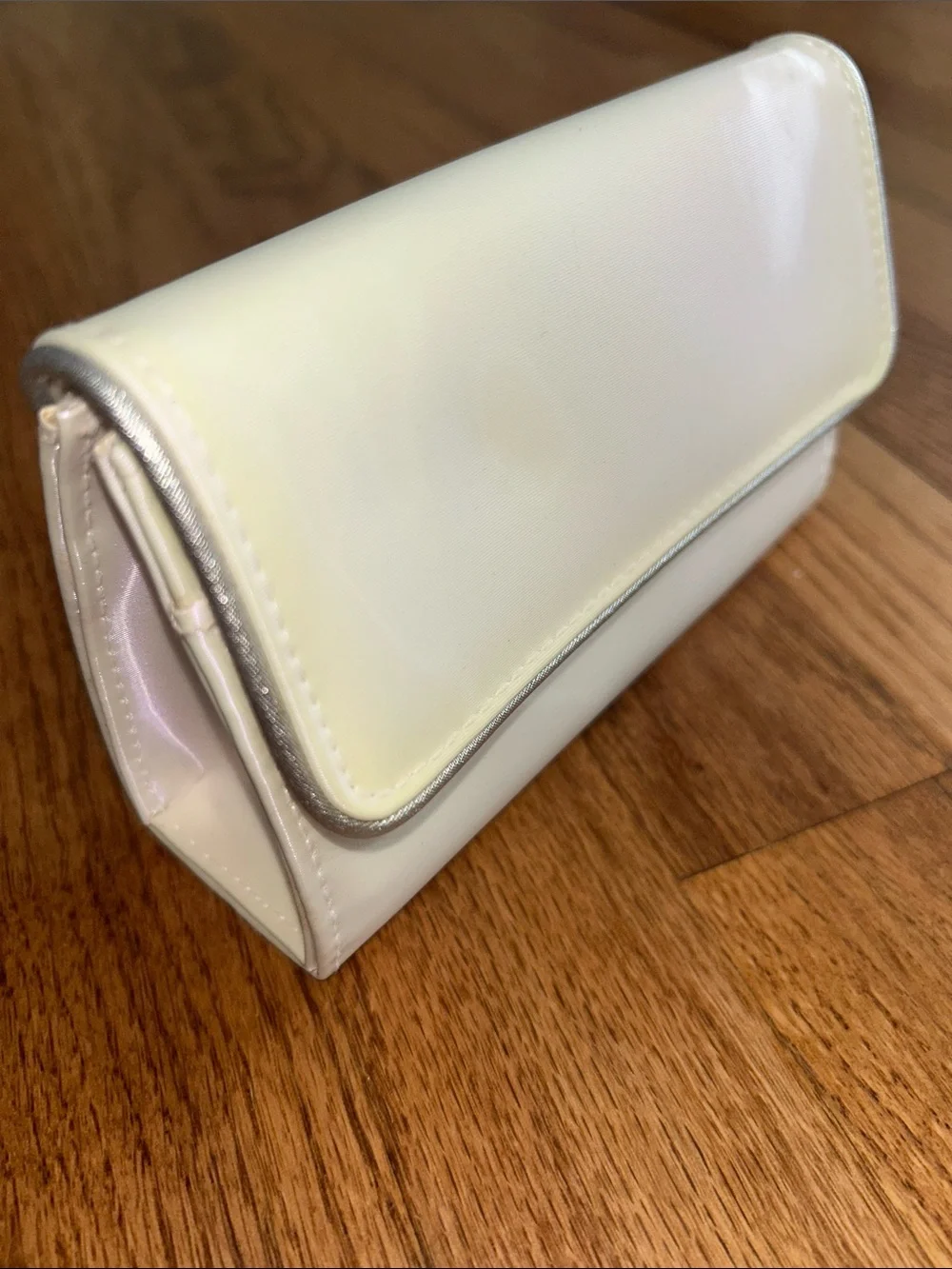 Estee Lauder Vintage Cream Metallic-Trim Women's Mirror Makeup Pouch NEW